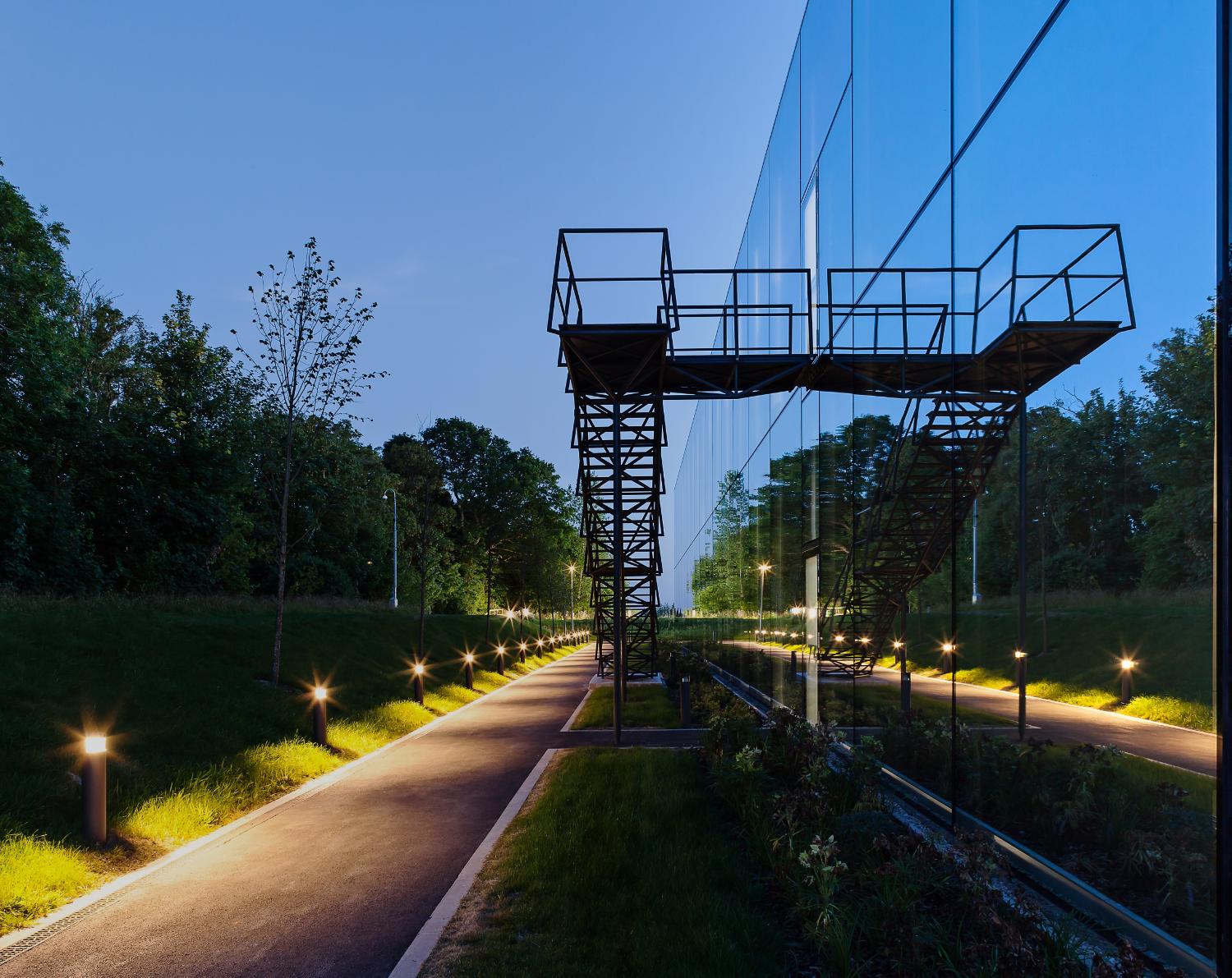 Dyson D9 building in twilight